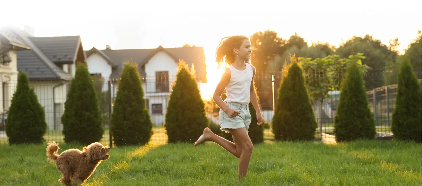 Dog and Girl running