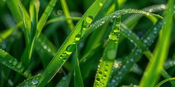 grass with dew on it 